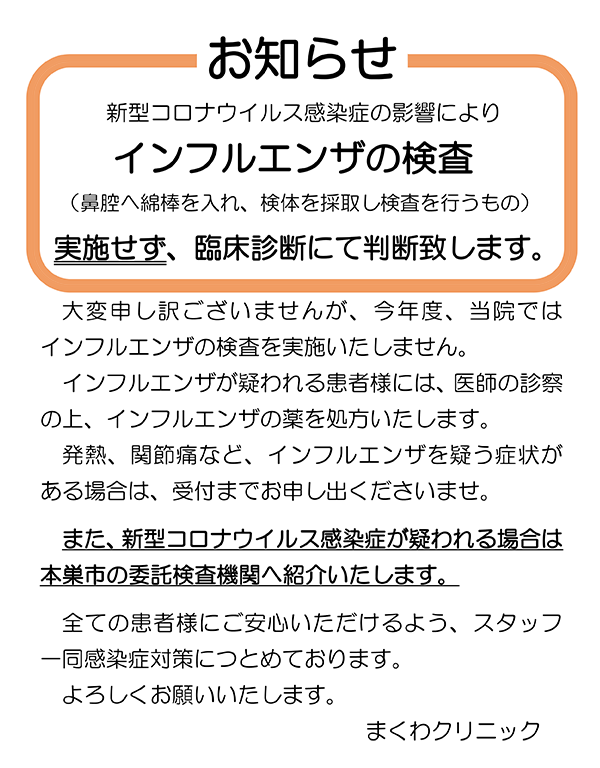 インフルエンザの検査について